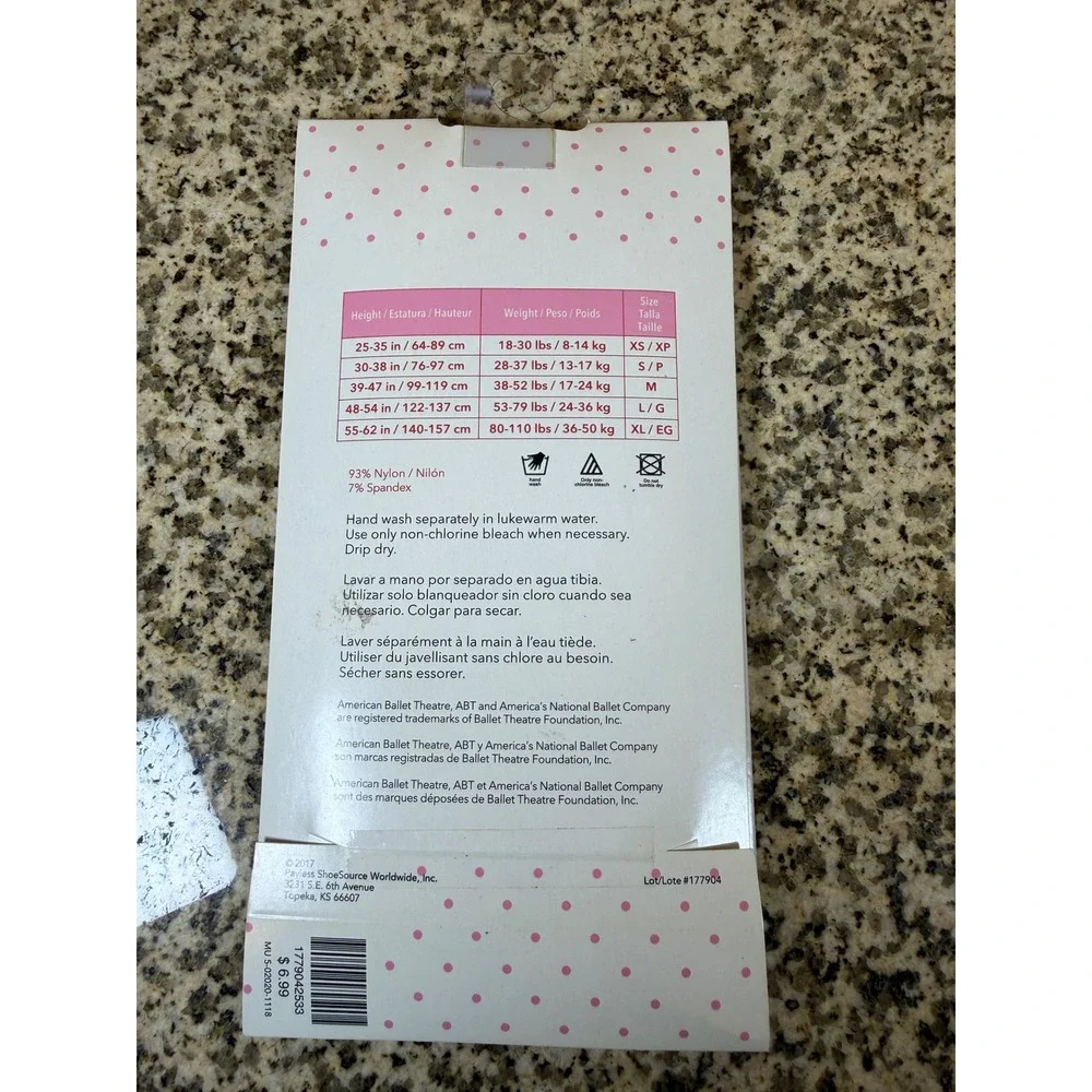 American Ballet Theatre Spotlights Girls Ballet Pink Tights Size L Large NEW